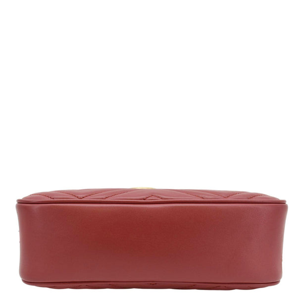 GUCCI GG Marmont Small Matelasse Chevron Leather Crossbody Camera Bag Red 447632
