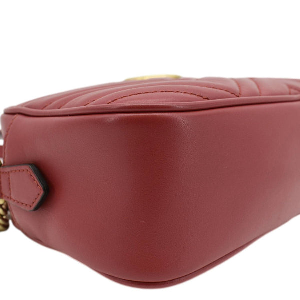 GUCCI GG Marmont Small Matelasse Chevron Leather Crossbody Camera Bag Red 447632