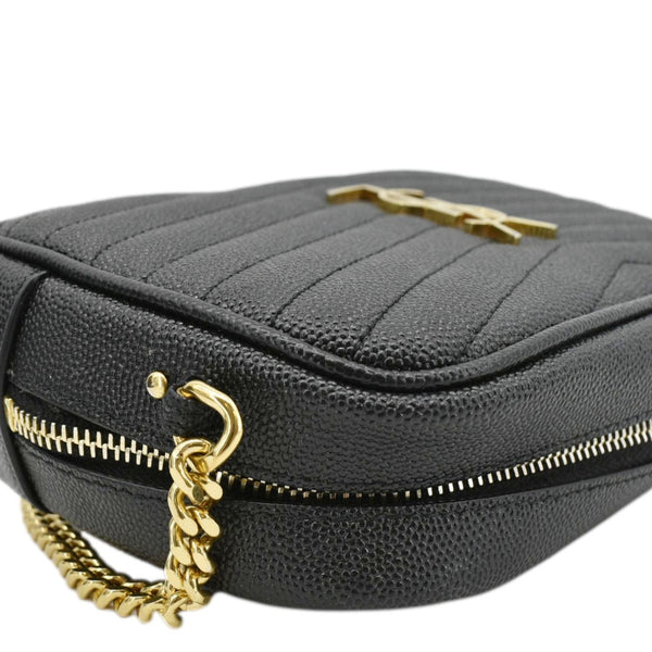 YVES SAINT LAURENT Lou Mini Chevron Leather Black Shoulder Bag corner look