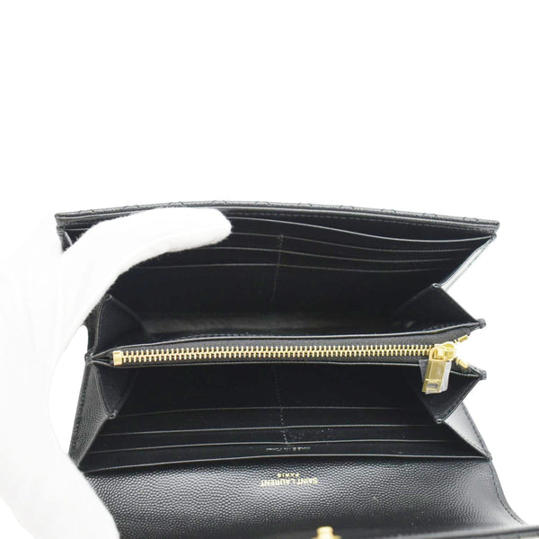 YVES SAINT Leather Wallet Black Bag open look