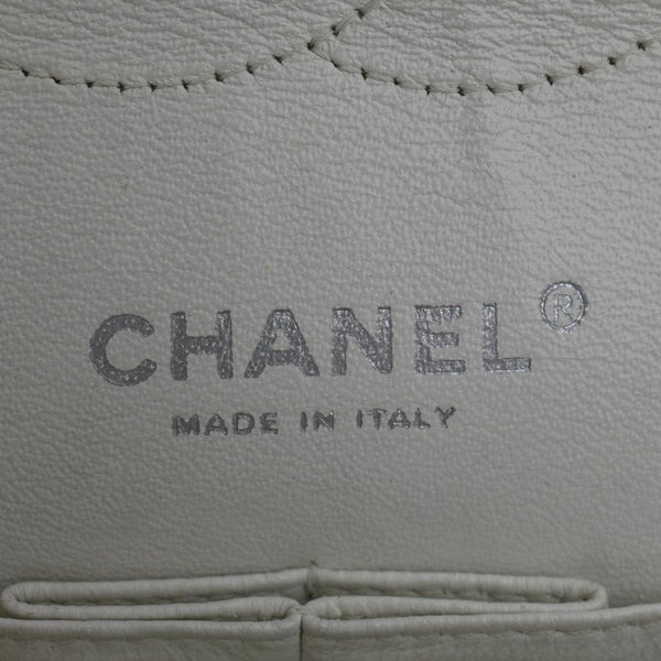 CHANEL Classic Double Flap Quilted Caviar Leather Shoulder Bag White