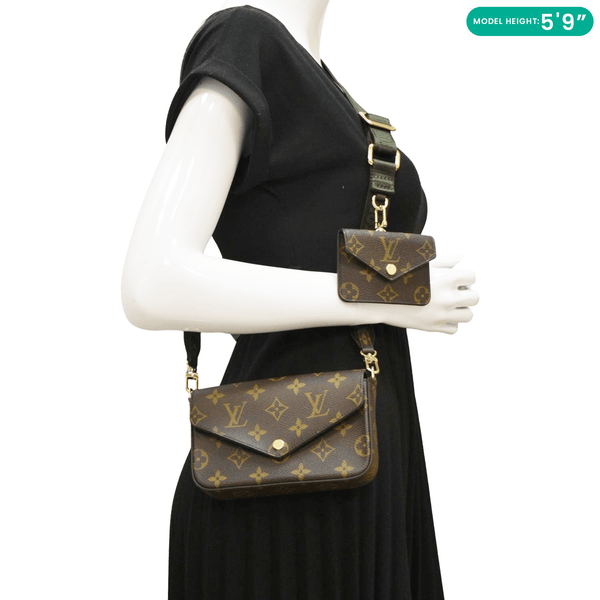 LOUIS VUITTON Felicie Strap & Go Monogram Canvas Crossbody Bag Brown