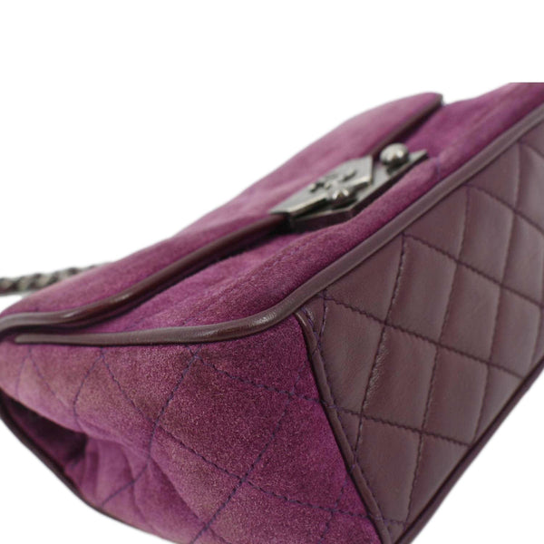CHANEL Pagoda Flap Suede Leather Shoulder Bag Purple