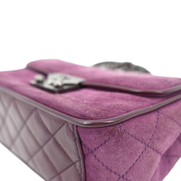 CHANEL Pagoda Flap Suede Leather Shoulder Bag Purple