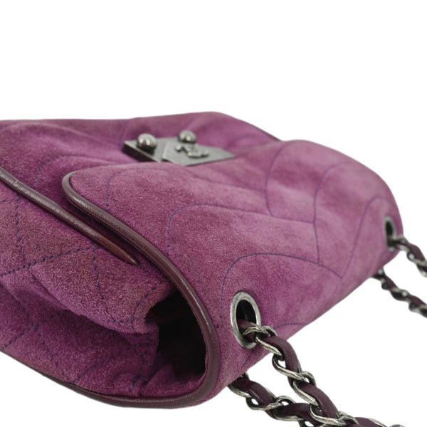 CHANEL Pagoda Flap Suede Leather Shoulder Bag Purple
