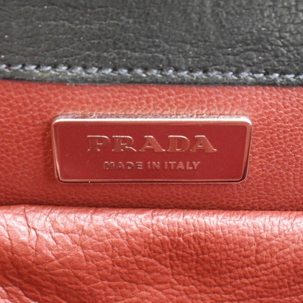 PRADA Canapa Floral Frame Canvas Top Handle Tote Bag Bag Black