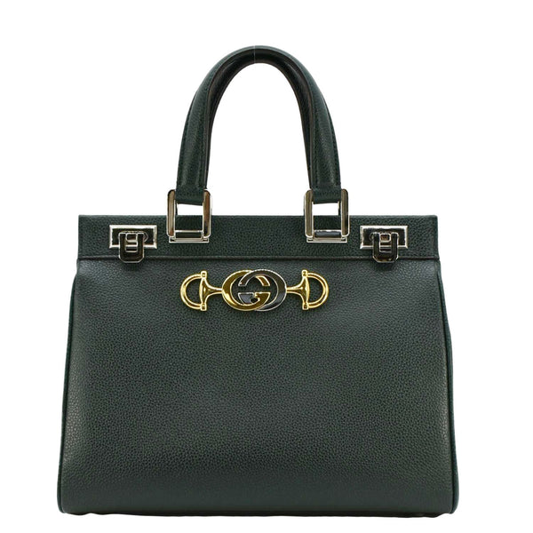 GUCCI Zumi Small Leather Top Handle Shoulder Bag Green 569712