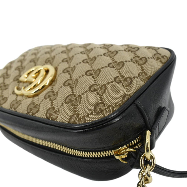 GUCCI Marmont Small Monogram Canvas Crossbody Camera Bag Beige 447632