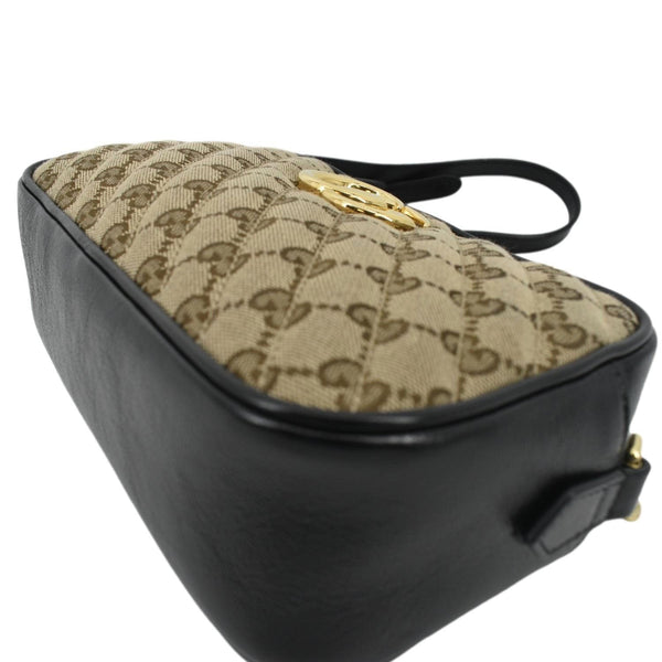 GUCCI Marmont Small Monogram Canvas Crossbody Camera Bag Beige 447632