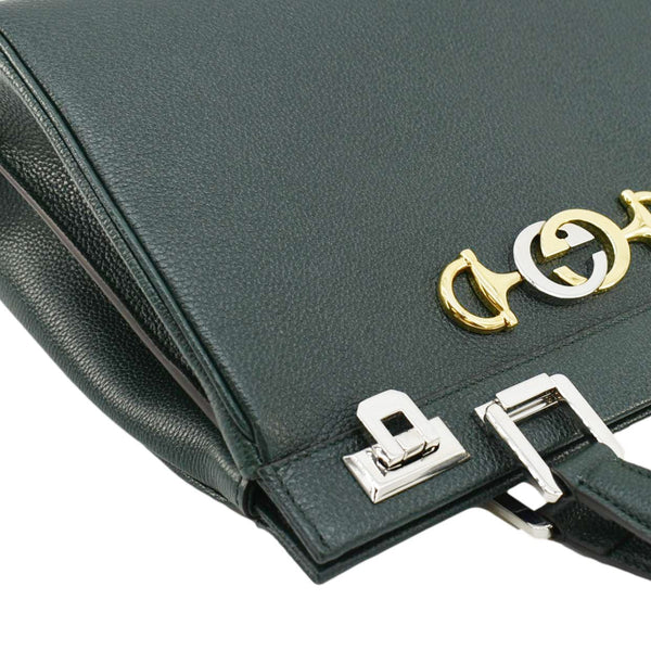 GUCCI Zumi Small Leather Top Handle Shoulder Bag Green 569712