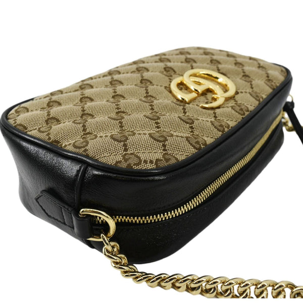GUCCI Marmont Small Monogram Canvas Crossbody Camera Bag Beige 447632