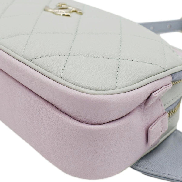 CHANEL CC Double Zip Quilted Leather Tri-Color Belt Bag Pink