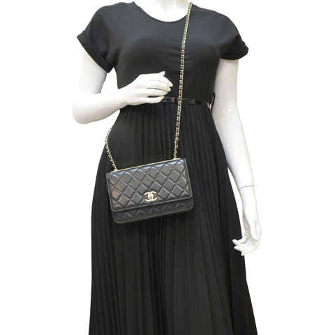 CHANEL Trendy CC Woc Lambskin Leather Crossbody Bag Black