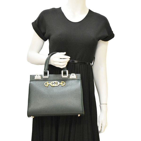 GUCCI Zumi Small Leather Top Handle Shoulder Bag Green 569712