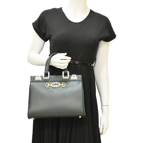 GUCCI Zumi Small Leather Top Handle Shoulder Bag Green 569712