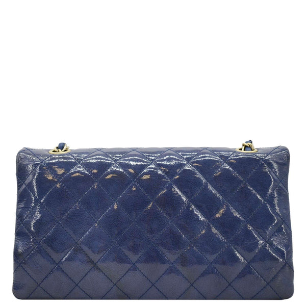 Chanel Envelope Lock 3 Small Quilted Patent Leather Shoulder Bag Blue
