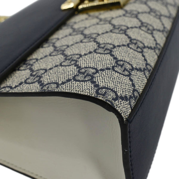 GUCCI Padlock GG Supreme Canvas Shoulder Bag Navy Blue 409486