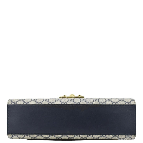 GUCCI Padlock GG Supreme Canvas Shoulder Bag Navy Blue 409486