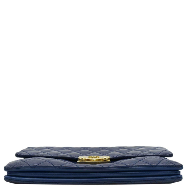 Chanel Envelope Lock 3 Small Quilted Patent Leather Shoulder Bag Blue