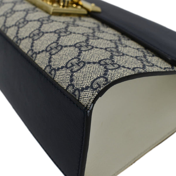 GUCCI Padlock GG Supreme Canvas Shoulder Bag Navy Blue 409486