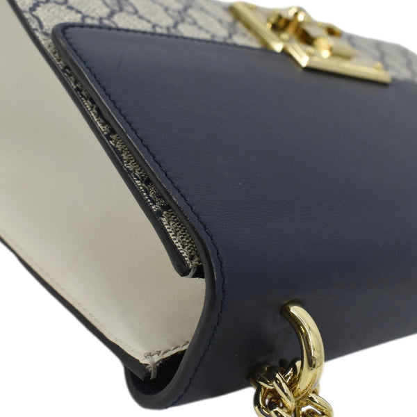 GUCCI Padlock GG Supreme Canvas Shoulder Bag Navy Blue 409486