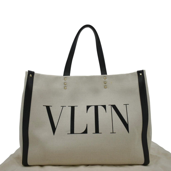 VALENTINO GARAVANI VLNT Small Canvas Tote Bag Cream