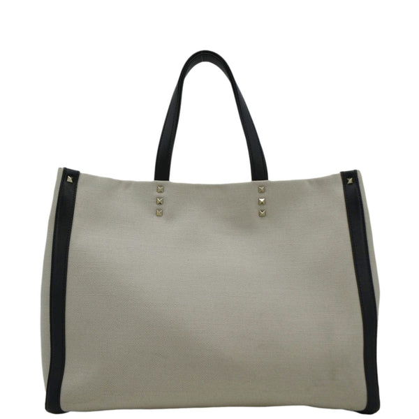 VALENTINO GARAVANI VLNT Small Canvas Tote Bag Cream