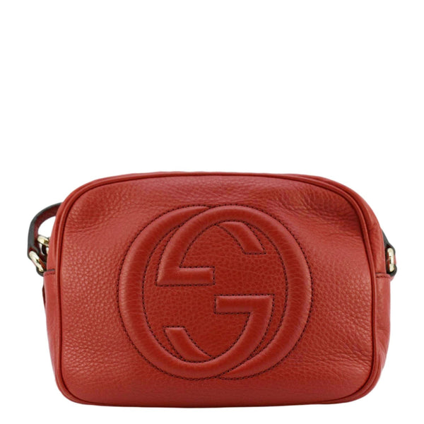 GUCCI Soho Disco Camera Leather Crossbody Bag Red 308364