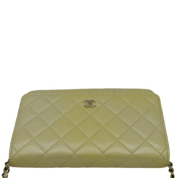 CHANEL WOC Quilted Leather Crossbody Bag Light Green top look