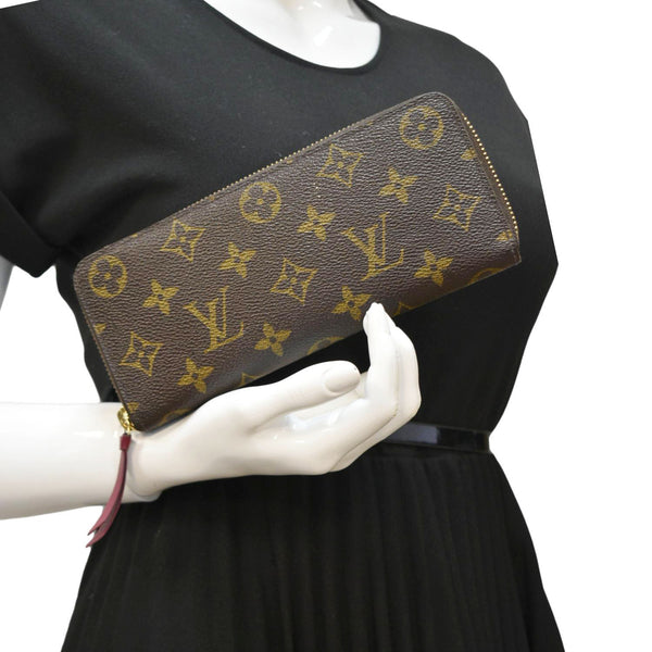 LOUIS VUITTON Clemence Monogram Canvas Zippy Wallet Brown