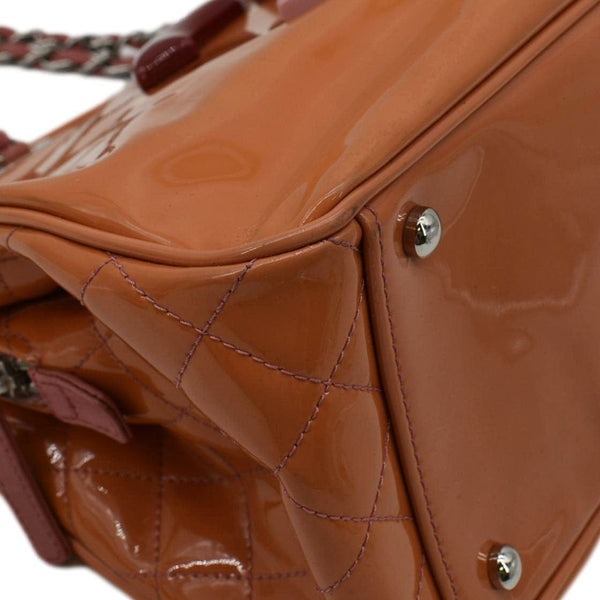 CHANEL Lipstick Medium Patent Vinyl Tote Bag Orange