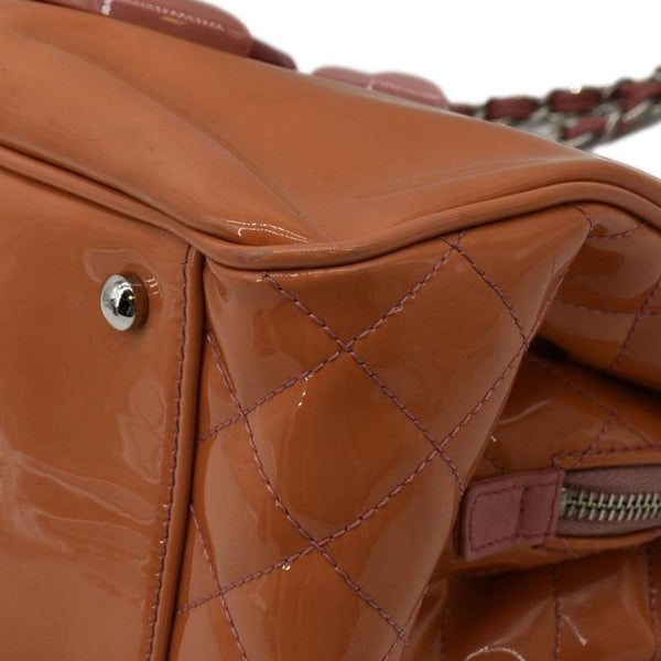 CHANEL Lipstick Medium Patent Vinyl Tote Bag Orange