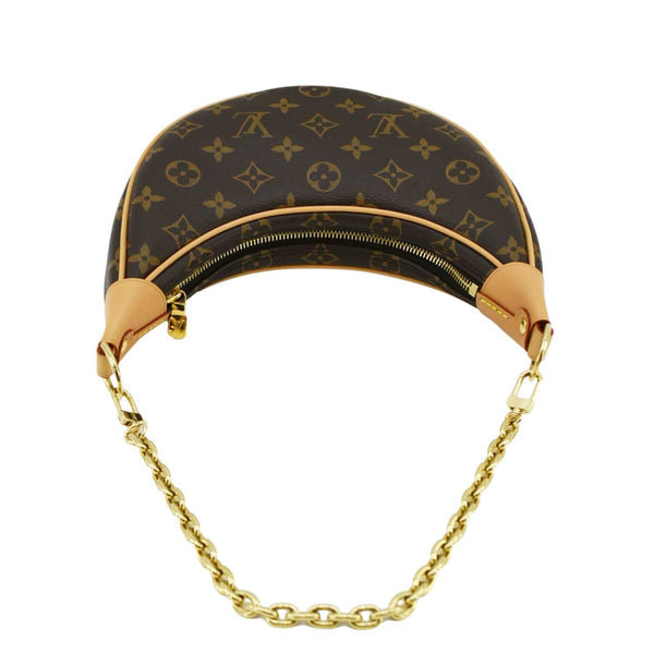 LOUIS VUITTON Loop Half Moon Monogram Canvas Shoulder Bag Brown