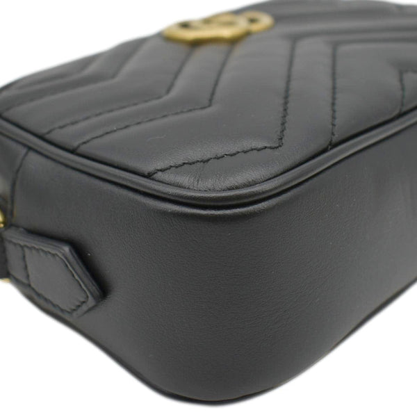 GUCCI Black Leather Chain Crossbody Bag lower left end view