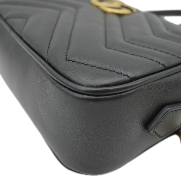 GUCCI Black Leather Chain Crossbody Bag lower right end view