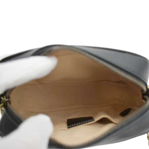 GUCCI Black Leather Chain Crossbody Bag opened view