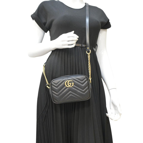 GUCCI Black Leather Chain Crossbody Bag dummy view