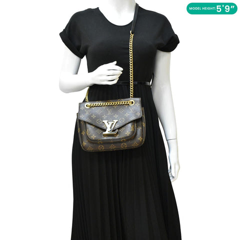 LOUIS VUITTON Passy NM Monogram Canvas Shoulder Bag Brown