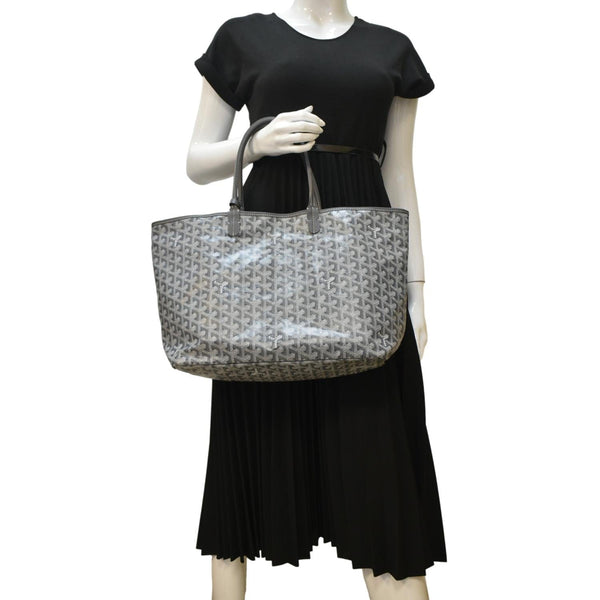 GOYARD Saint Louis PM Chevron Print Canvas Tote Bag Grey