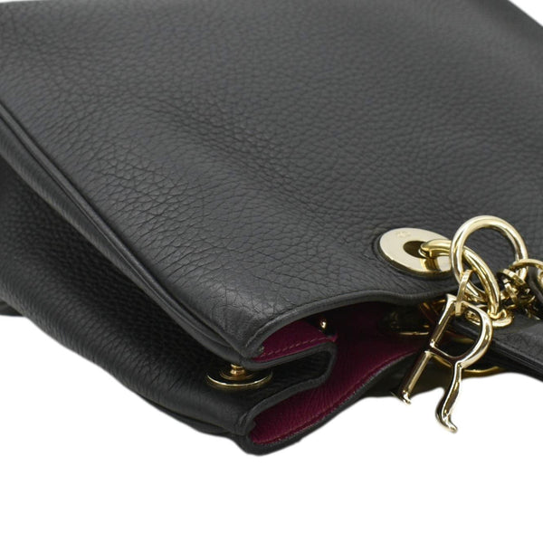 CHRISTIAN DIOR Diorissimo Leather Tote Shoulder Bag Black