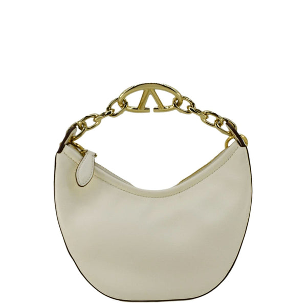 VALENTINO VLogo Moon Mini Nappa Leather Hobo Bag White