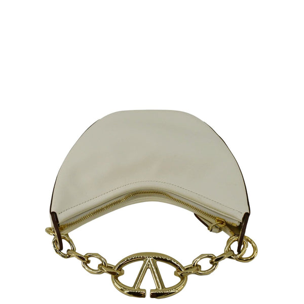 VALENTINO VLogo Moon Mini Nappa Leather Hobo Bag White