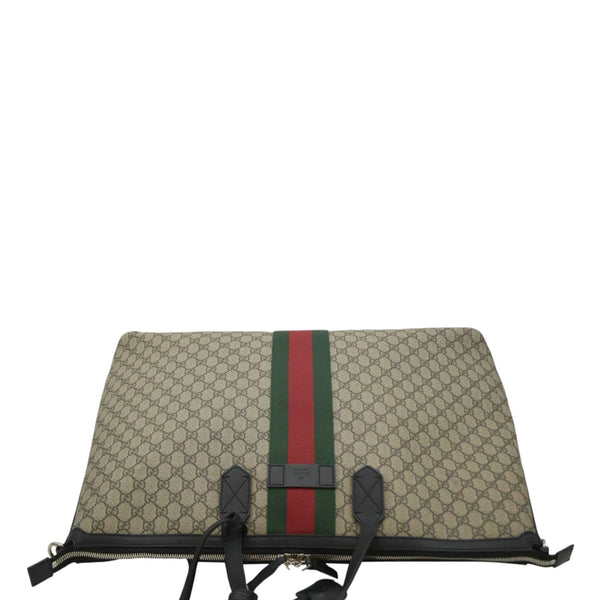 GUCCI Large Zippered GG Supreme Canvas Web Duffle Bag Beige 353406