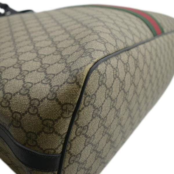 GUCCI Large Zippered GG Supreme Canvas Web Duffle Bag Beige 353406