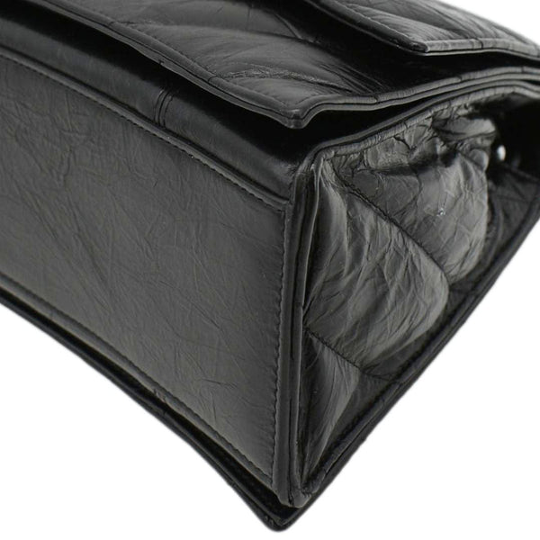 BALENCIAGA Hourglass Medium Crushed Leather Chain Wallet Shoulder Bag Black