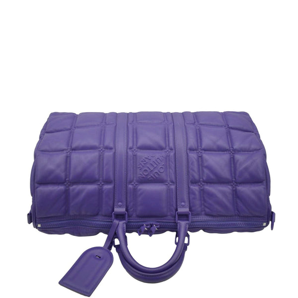 LOUIS VUITTON Keepall 45 Bandouliere Puffy Damier Leather Travel Bag Violet