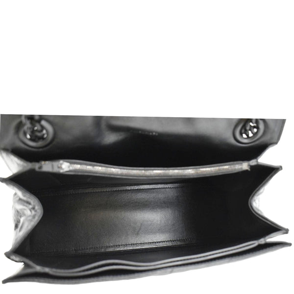 BALENCIAGA Hourglass Medium Crushed Leather Chain Wallet Shoulder Bag Black