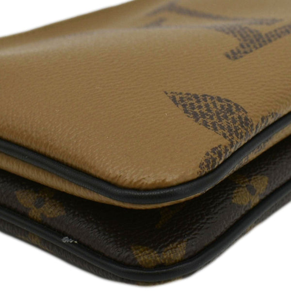 LOUIS VUITTON Double Zip Pochette Giant Monogram Reverse Canvas Crossbody Bag Brown