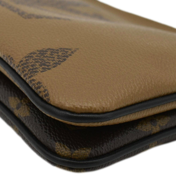 LOUIS VUITTON Double Zip Pochette Giant Monogram Reverse Canvas Crossbody Bag Brown