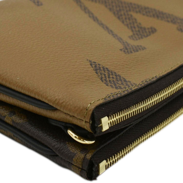 LOUIS VUITTON Double Zip Pochette Giant Monogram Reverse Canvas Crossbody Bag Brown